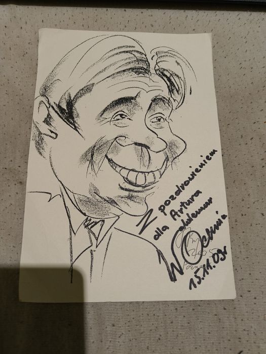 Sprzedam rysunek z autografem Waldemara Ochnia