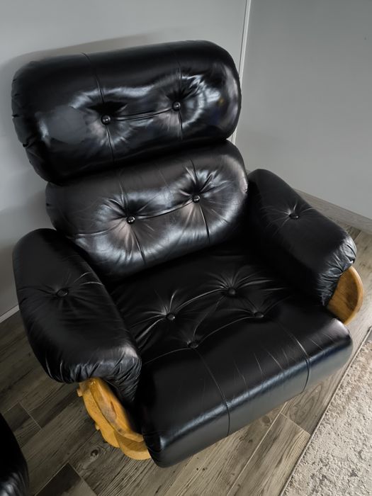 Диван + крісло шкіра і білий дуб