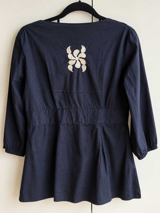 Blusa Bordada Preta e Bege - NIZA MODA