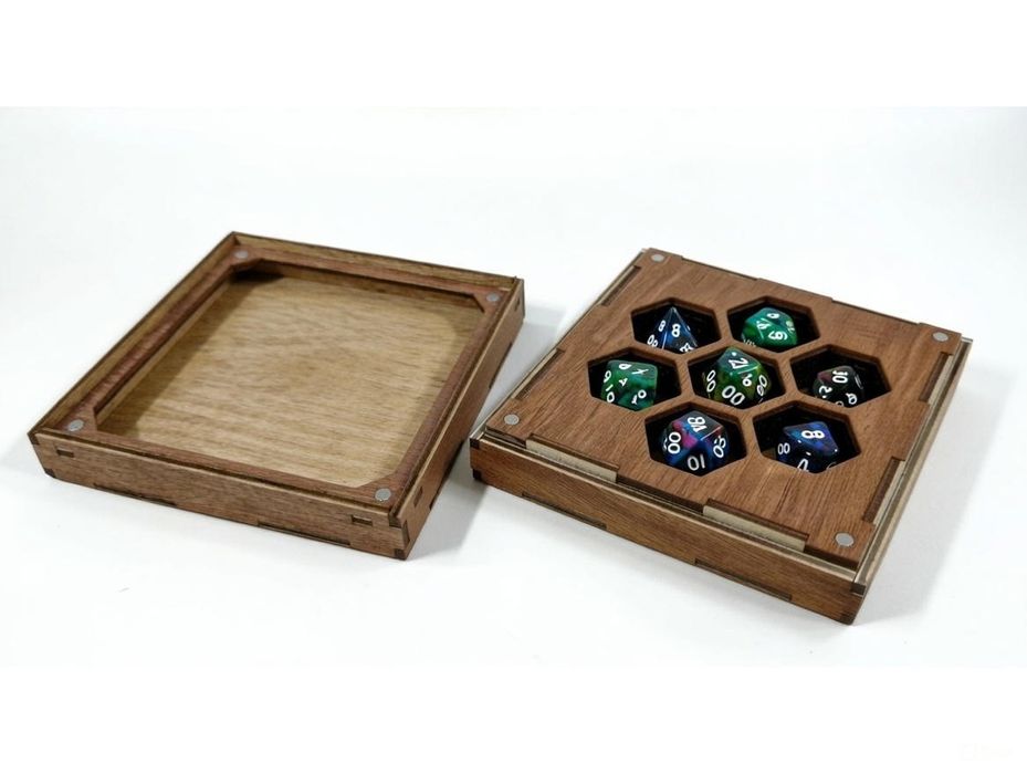 Dice Box Drewniany pojemnik na kości RPG z tacą do rzucania 2w1 D&D |