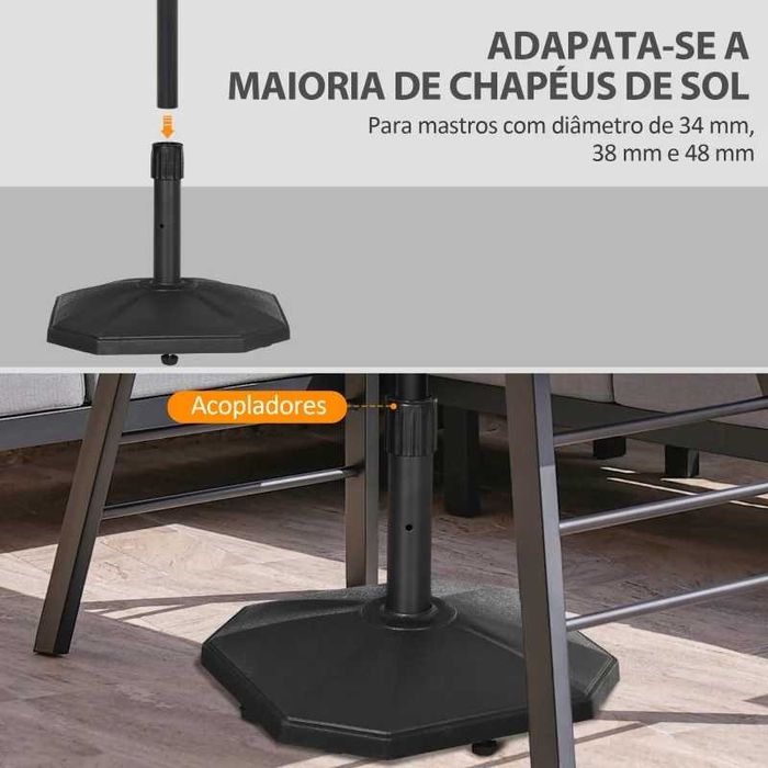 Base para Chapéu de Sol 18 kg de Cimento - Preto