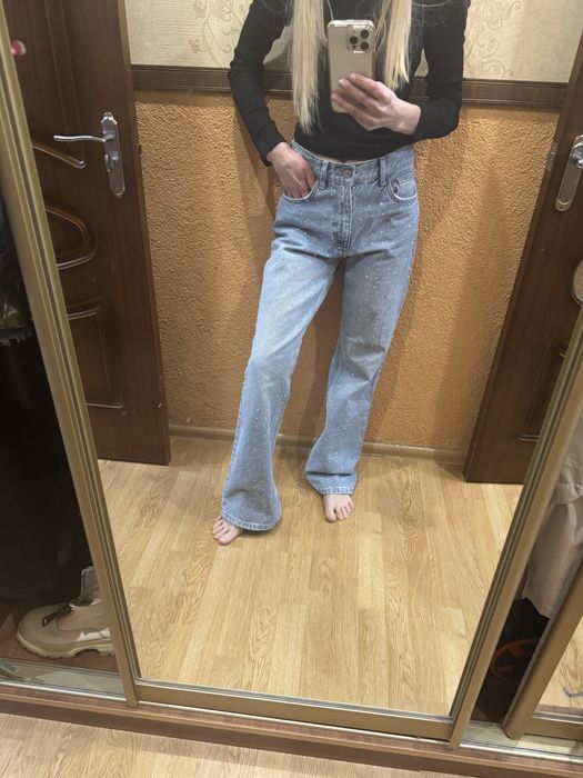 Джинси з камінцями zara