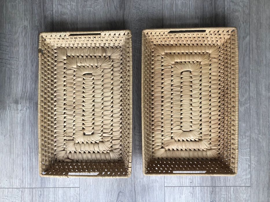 Tacka wiklinowa pleciona koszyk pudełko tace przechowywanie 2 sztuki