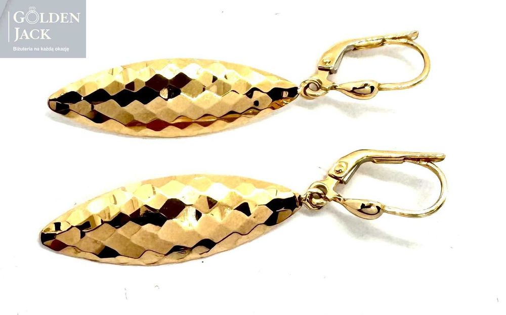 Złote wiszące owalne kolczyki sopelki angielskie z. złoto pr.585 2,46g