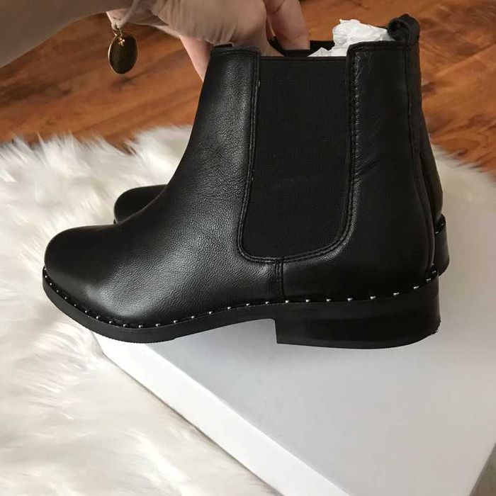 Steve Madden czarne buty Chelsea botki Skórzane