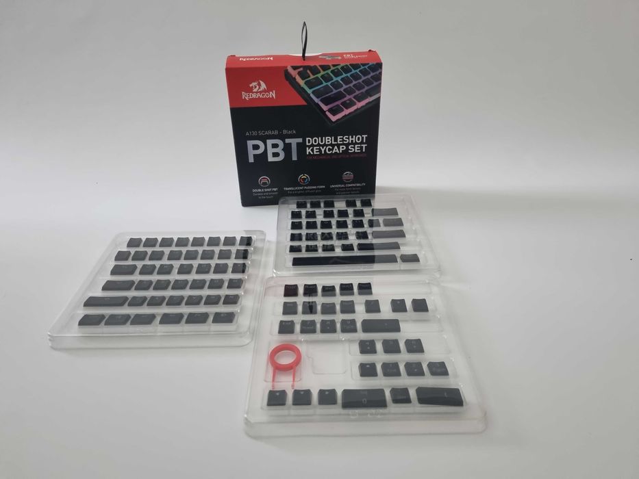 Nowe Keycapy PBT Pudding Redragon A130 Scarab Czarne Klawisze RGB