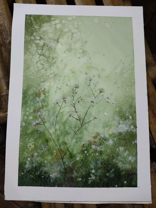 Obraz akwarelowy akwarela Mistyczna łąka kwietna A4