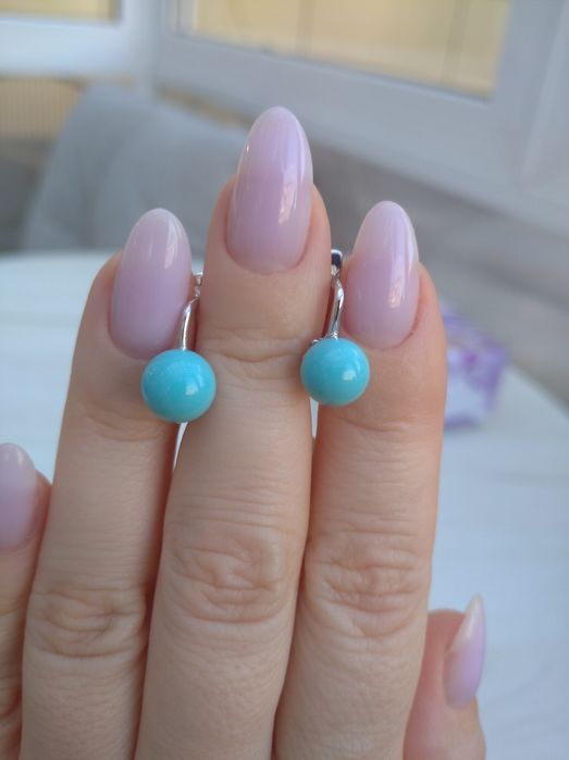 Срібні сережки з натур. каменем