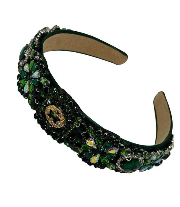 Piękna Opaska do włosów szmaragdowa elegancka koraliki+GRATIS kod 2214