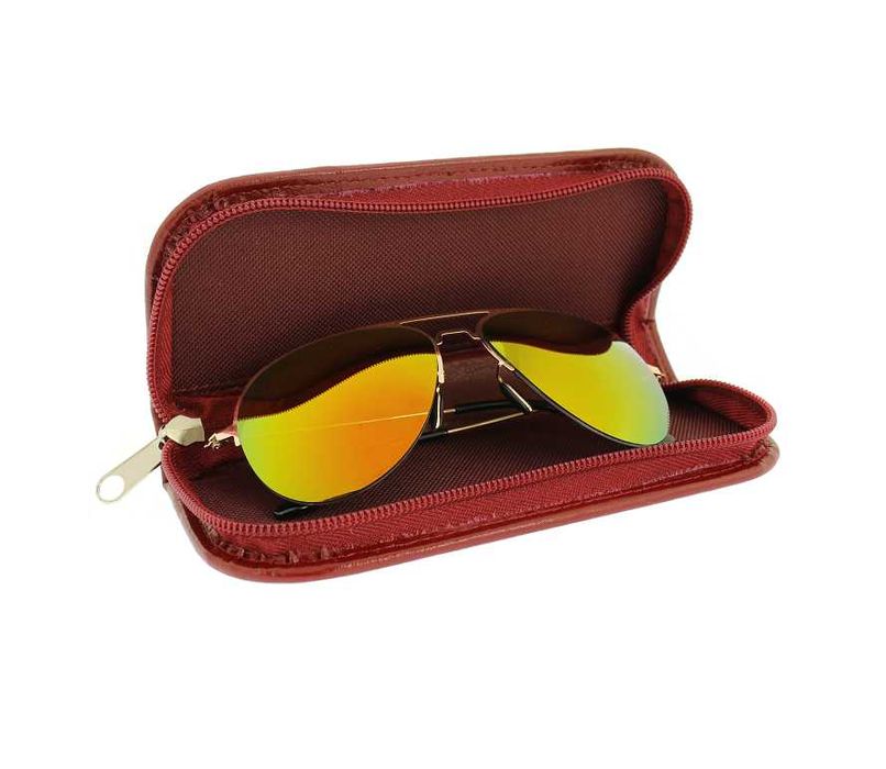 Skórzane etui na okulary zasuwane zamykane skóra 100% wiśnia bordo