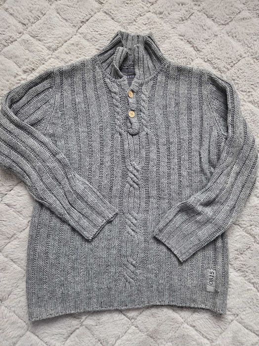 Reserved sweter szary XXL rozpinany pod szyją