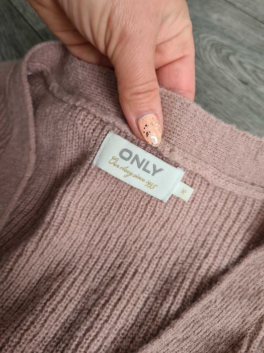Only M / 38 sweterek rozpinany pudrowy/brudny róż