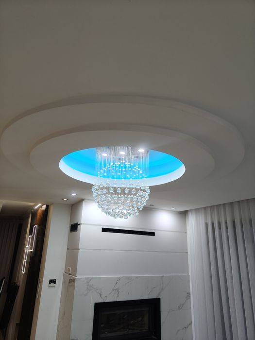Lampa Kryształowa XXL Moler 50 100 cm Kula Ball Chrom Żyrandol Okrągły