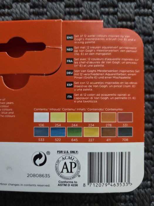 Zestaw farb akwarelowych w półkostkach Royal  Talens seria Van Gogh