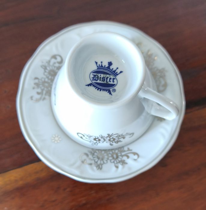 Bodas Prata Conjunto 3 Peças Porcelana "Disfer" Detalhe Prateado