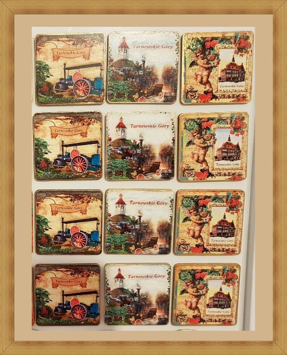 Magnesy na lodówkę z Tarnowskimi Górami hand made rekodzieło