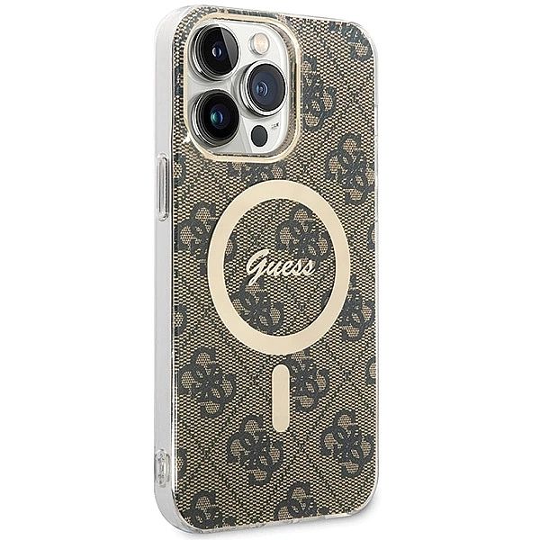 Etui Guess IML 4G MagSafe na iPhone 15 Pro Max - brązowe