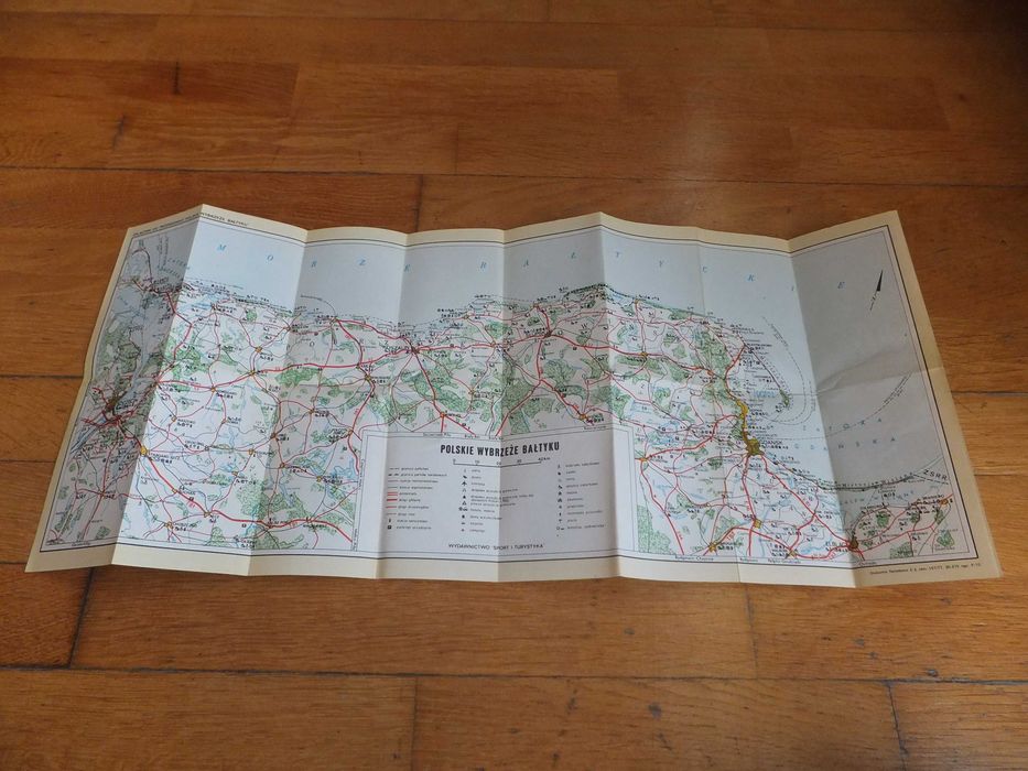 Mapa przewodnik Polskie Wybrzeże Bałtyku 1977 retro turystyka morze