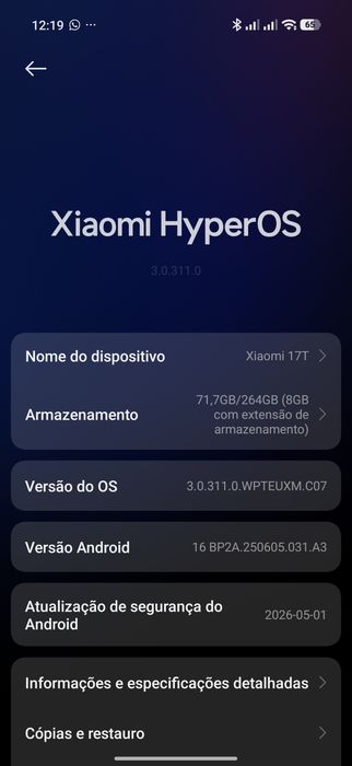 XIAOMI 17 T de 264GB