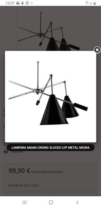 Candeeiro TECTO SALDOS Miami Preto 3 luzes Metal Fashion Contemporaneo