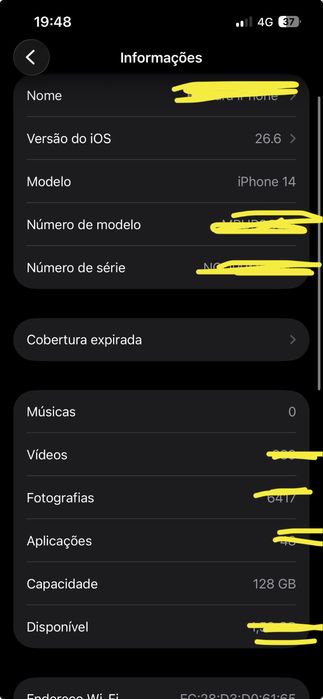 iPhone 14 128GB – Branco – Bateria 86%