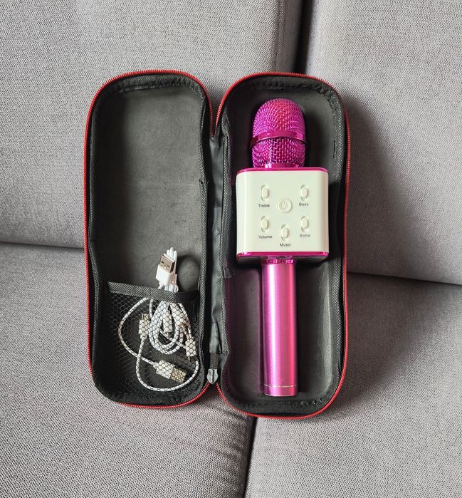Mikrofon bluetooth karaoke dla dzieci, głośnik ETUI ładowarka