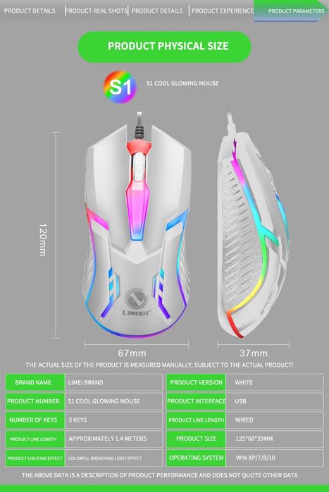 Rato Gaming Ergonómico Luminoso 2000dpi usb com fio