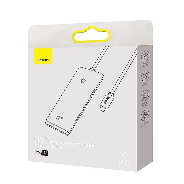 Baseus Lite Series przejściówka Hub Usb Typ C - 4x Usb 3.0/2m czarny (