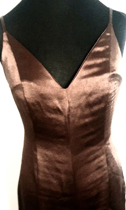 OKAZJA piękny taliowany Kombinezon satynowy spodnie sukienka 36 s m 38