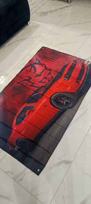 Flaga baner Dodge Challenger SRT Red Hello Cat 90x150