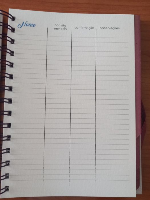 Agenda para planear casamento