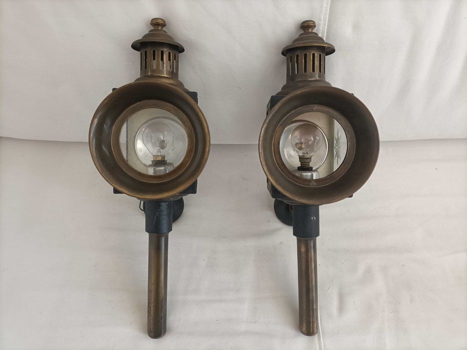 Vintage Par de Lanternas Parede Candeeiros Electrificadas