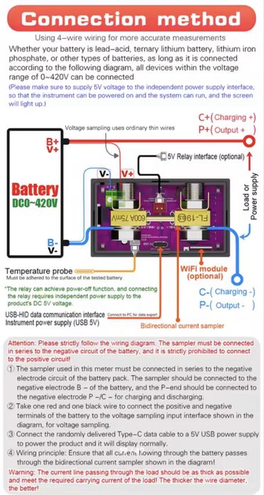 WiFi Atorch DT20W индикатор параметров АКБ 100A DC 0-420V
