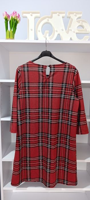 Czerwona świąteczna sukienka w kratkę rozmiar XL