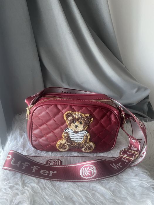 Nowa bordowa torebka z misiem