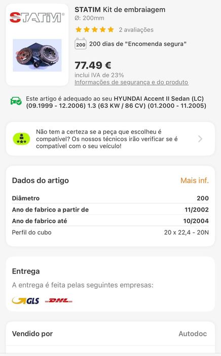 Kit embraiagem Statim novo