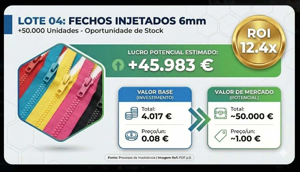 Insolvência - 50 mil fechos Injetados 6mm com Divisivel (50cm a 75cm)