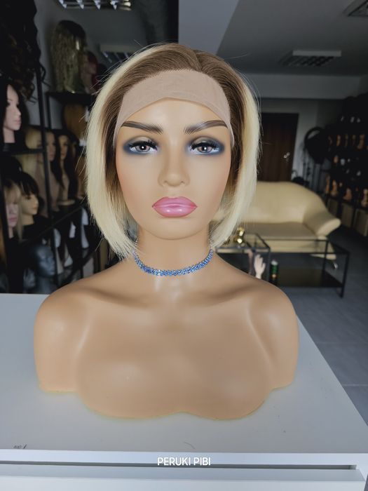 Peruka z włosów naturalnych w 100% blond odrost Ala lace front