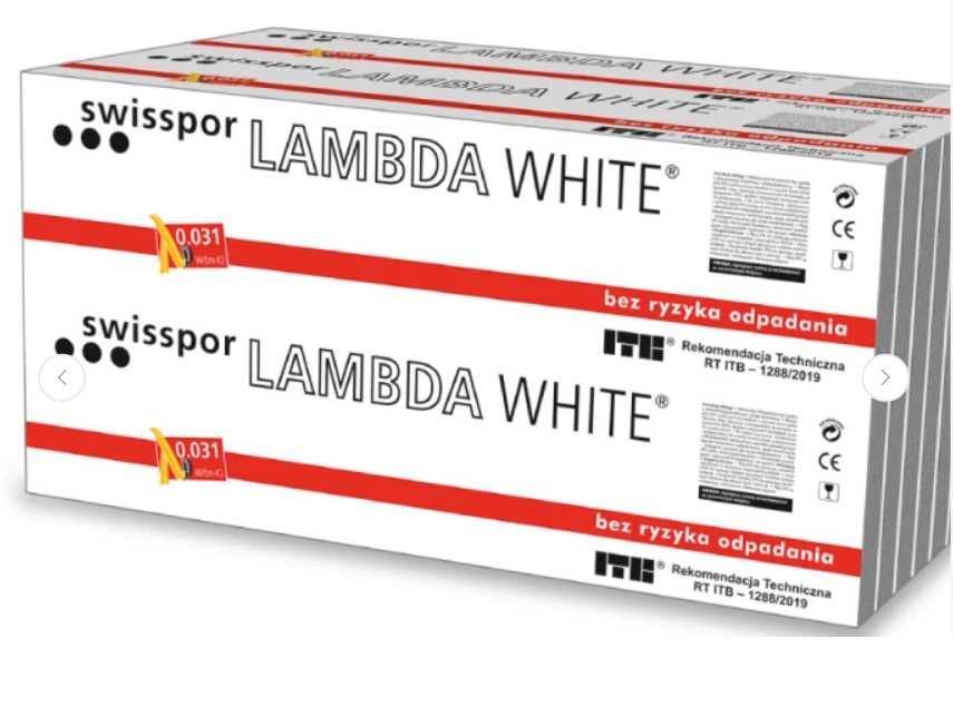 Styropian Swisspor LAMBDA WHITE - 20 cm. Lambda 0,31. Bez frezu.