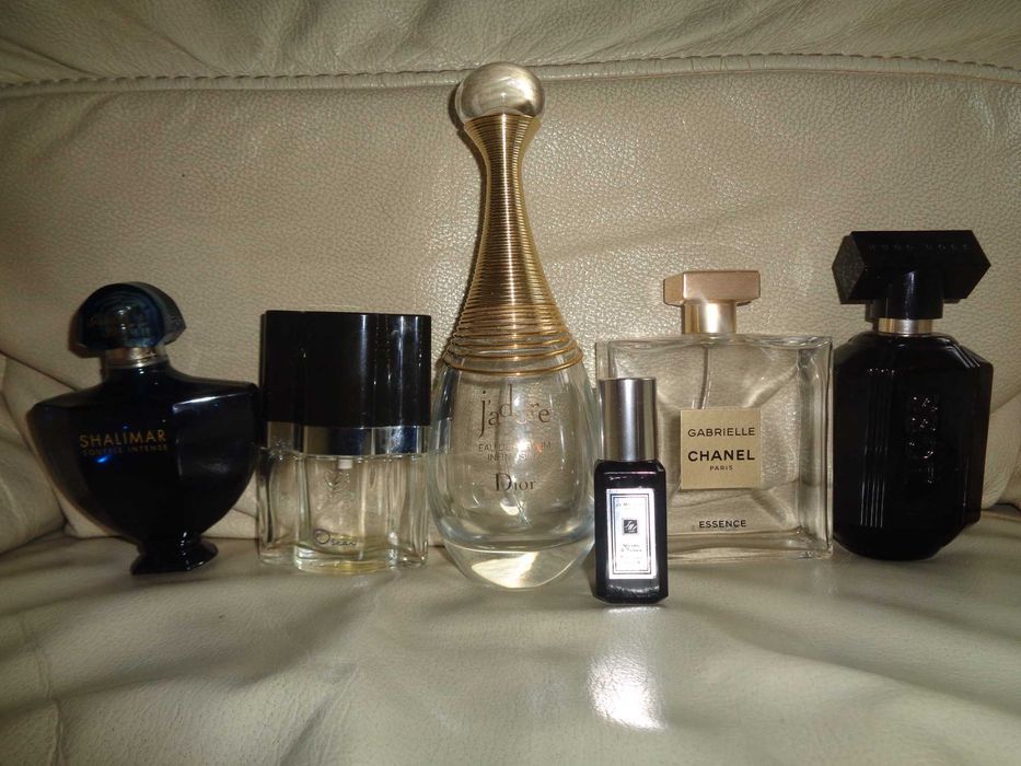 6x puste flakony butelki po oryginalnych perfumach PREMIUM Christian Dior Chanel Jo Malone Shalimar Hugo Boss Oscar