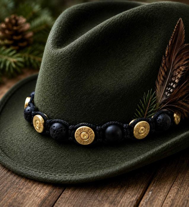 Ręcznie wykonany Otok myśliwski łowiecki z łusek + Lawa wulkaniczna . Handmade łuska 223 30-06, 308 win, 7x64, 8x57js