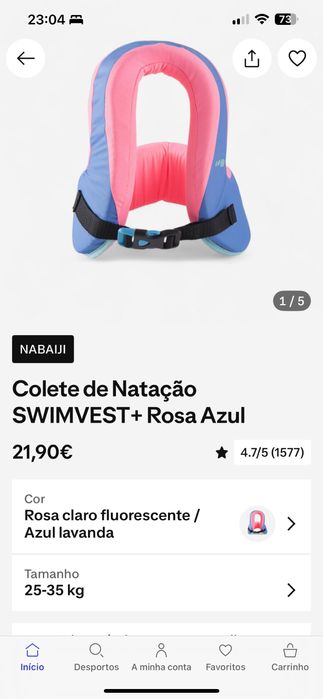 Vendo colete de natacao swimvest