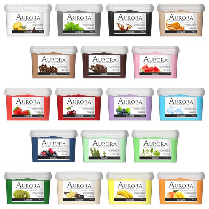 Puder do kąpieli 800g z masłem SHEA kolorowa woda musujący zapachowy