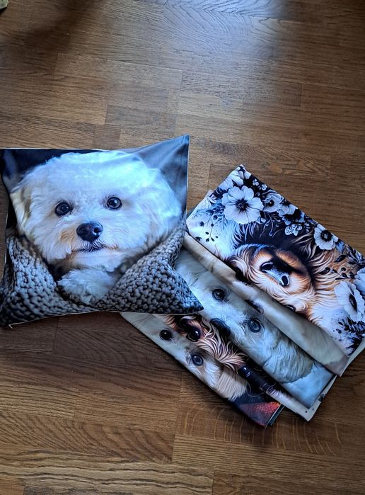 Наволочки нові з принтами  собачок(болонка) 45×45