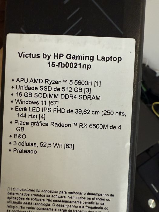 Portatil gaming hp victus 16gb ram novo