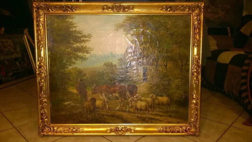 Obraz olejny na płótnie(scena rodzajowa), przełom XIX/XX w.