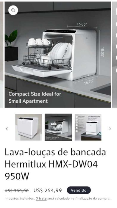 Máquina de lavar louça Hermitlux  Countertop  Dishwasher  HMX-DW04 950W0W