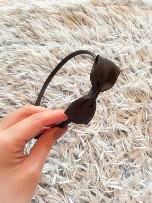 Opaska z kokardką czarna kokarda dla dziewczynki na święta