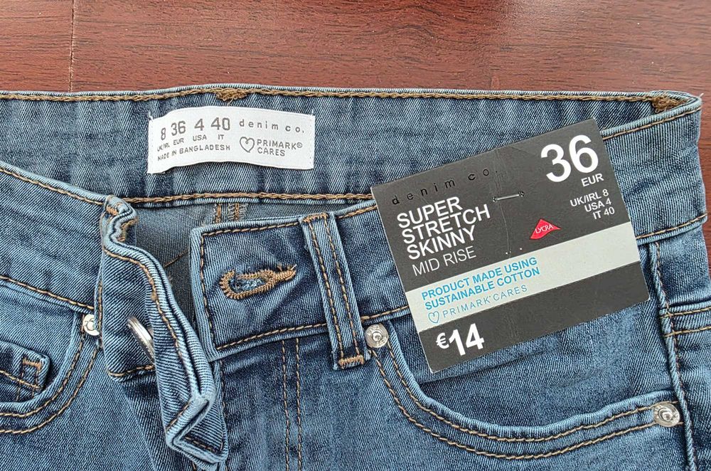 NOVAS com etiqueta | Calças de ganga azuis skinny, tamanho 36
