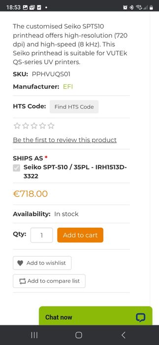 Printhead Seiko SPT500